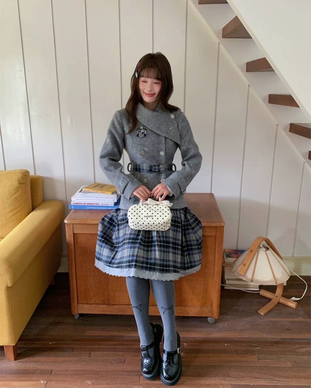 Aラインチェックレトロスカート