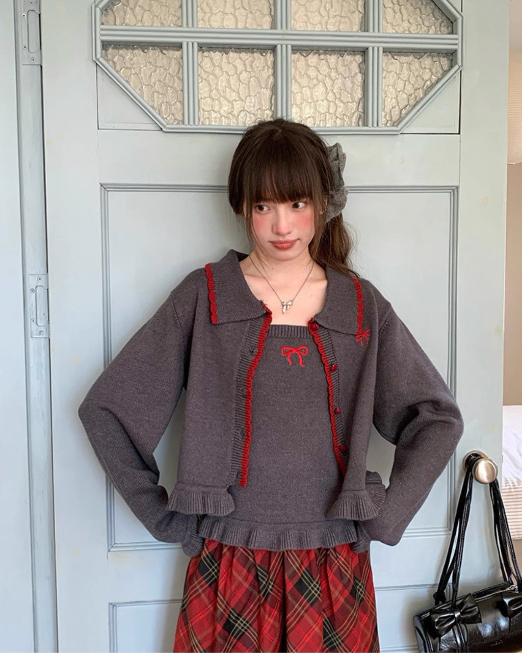 ツーピースグレーニット2set