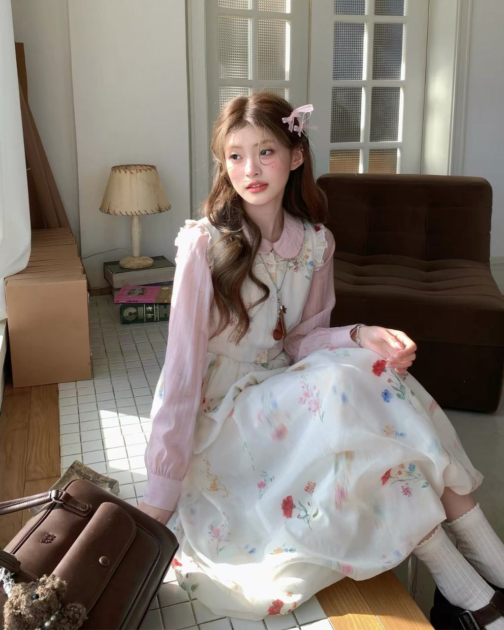 フローラルロングワンピース