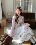 フローラルロングワンピース