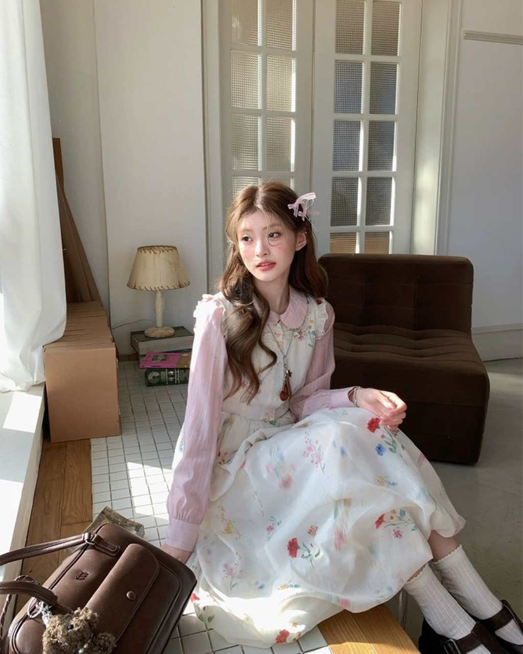 フローラルロングワンピース