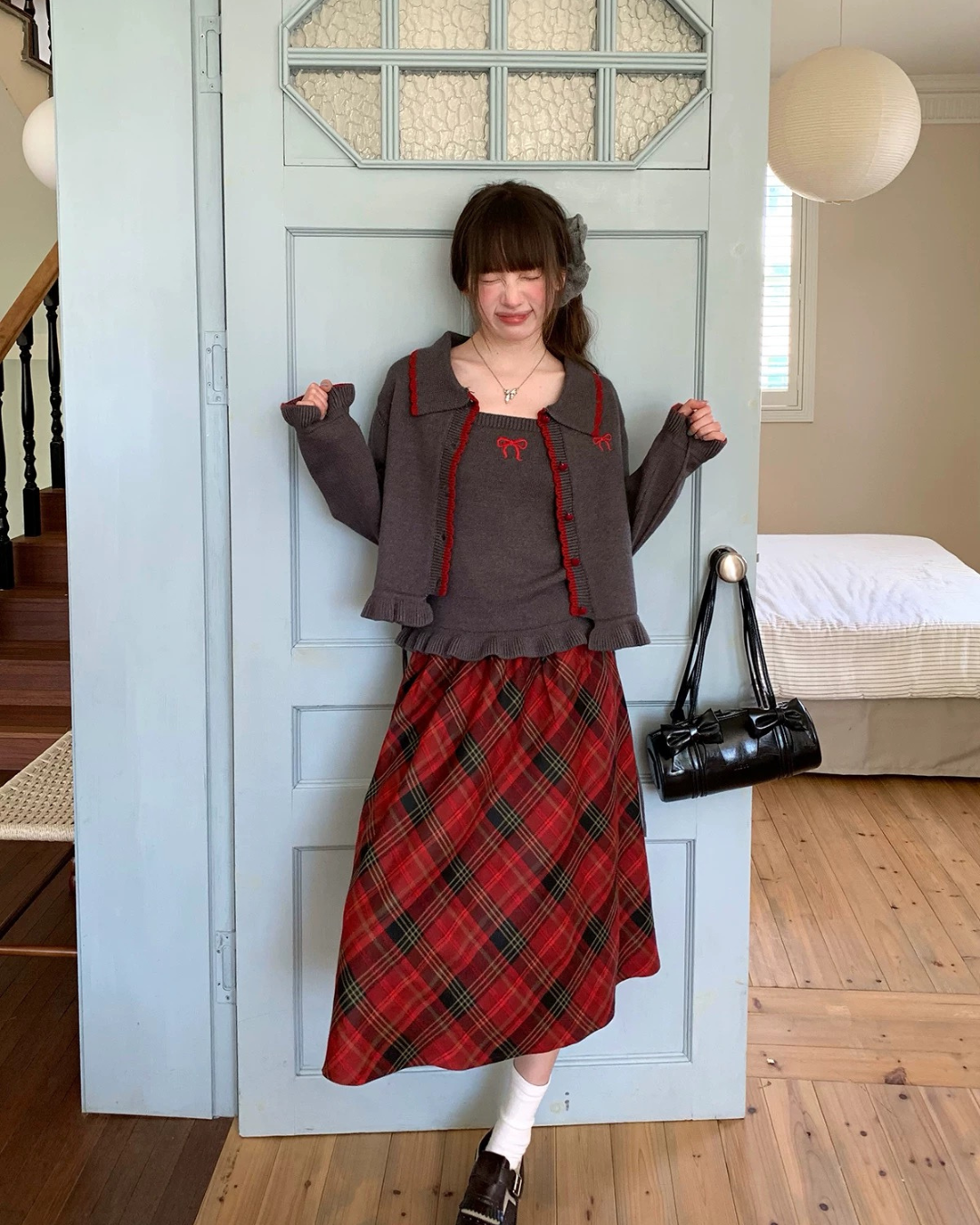 ツーピースグレーニット2set
