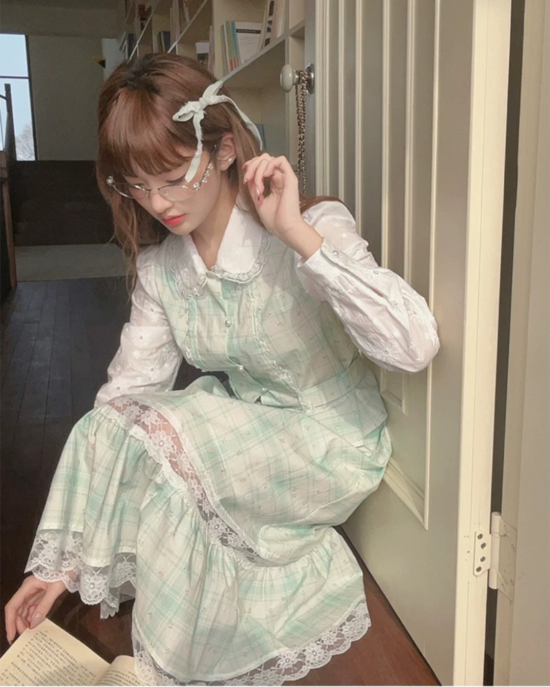 ミントグリーンレーススカート2set