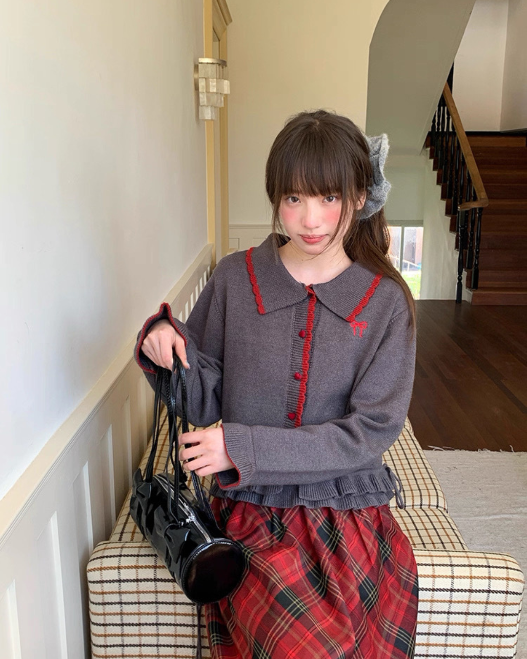 ツーピースグレーニット2set