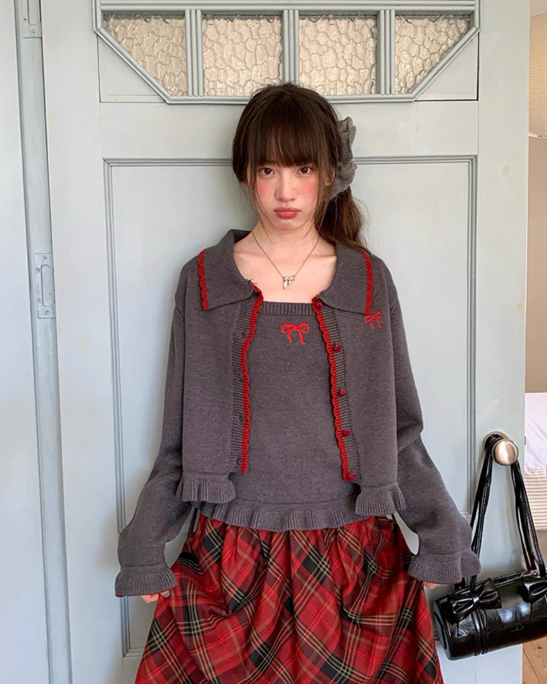 ツーピースグレーニット2set