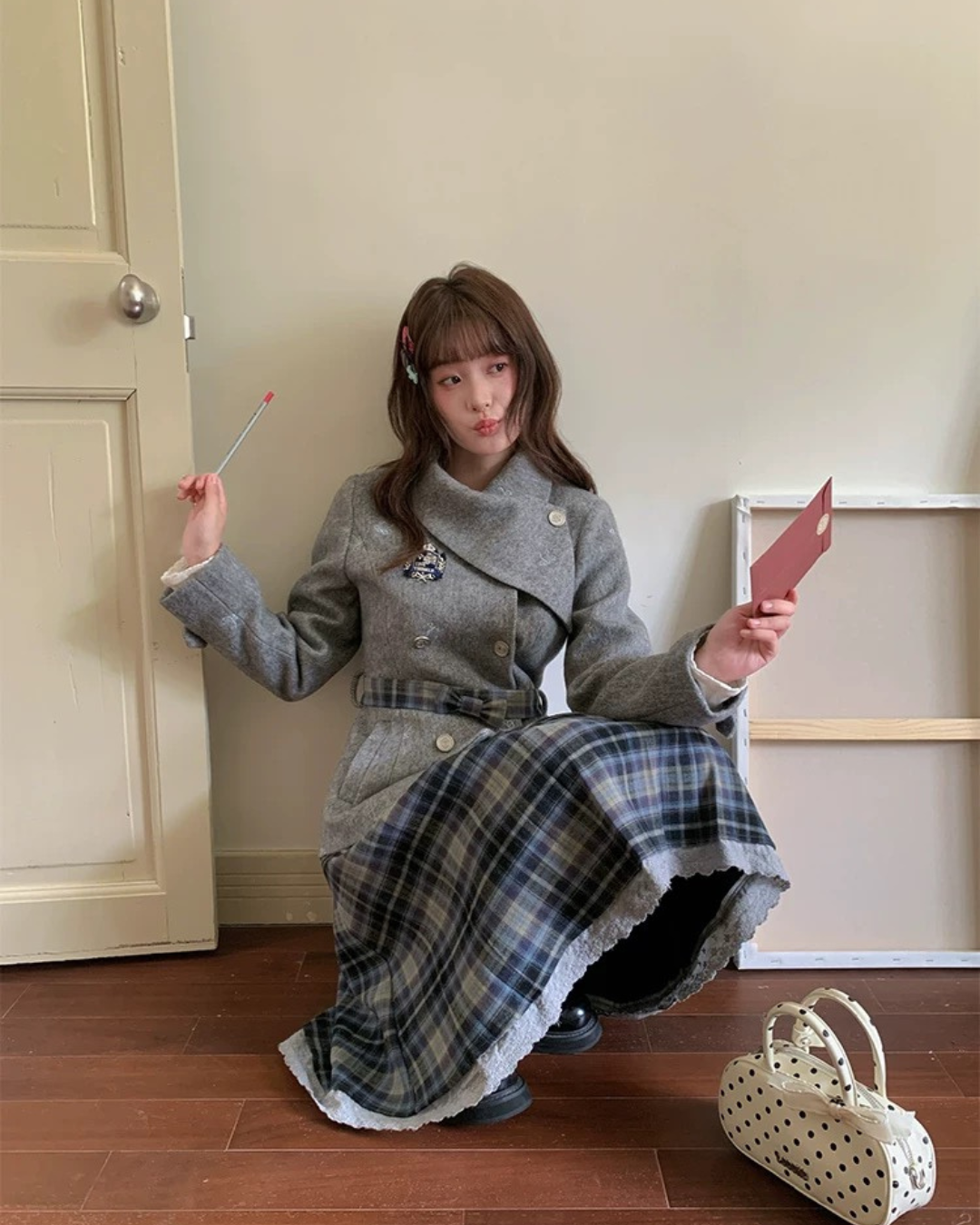 Aラインチェックレトロスカート
