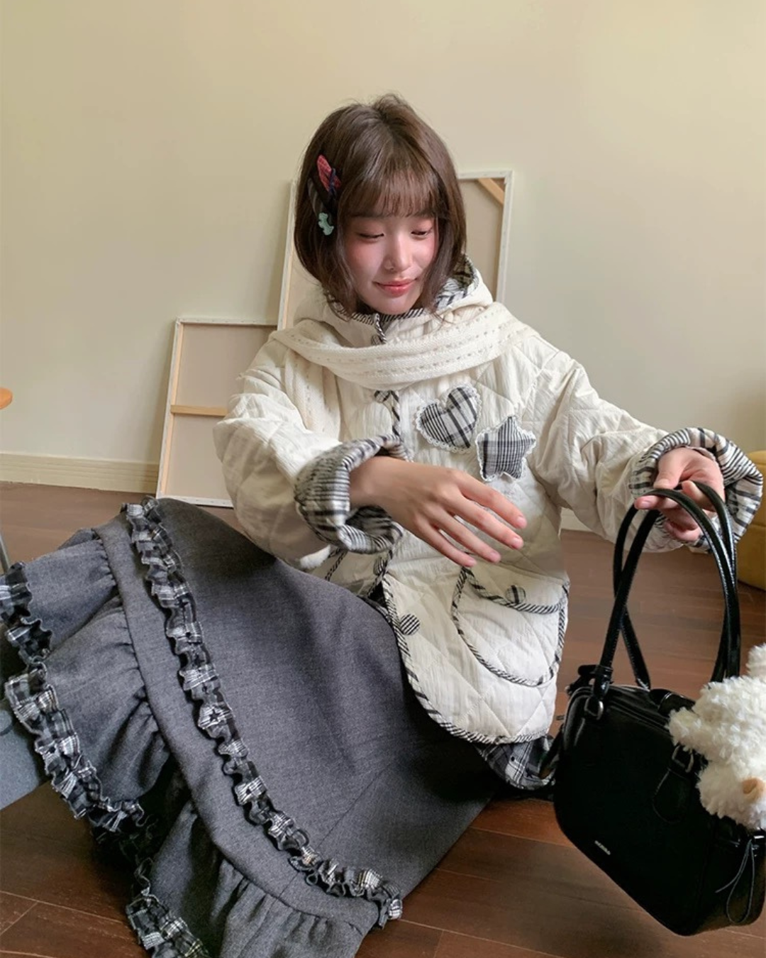 Aラインウールミディスカート