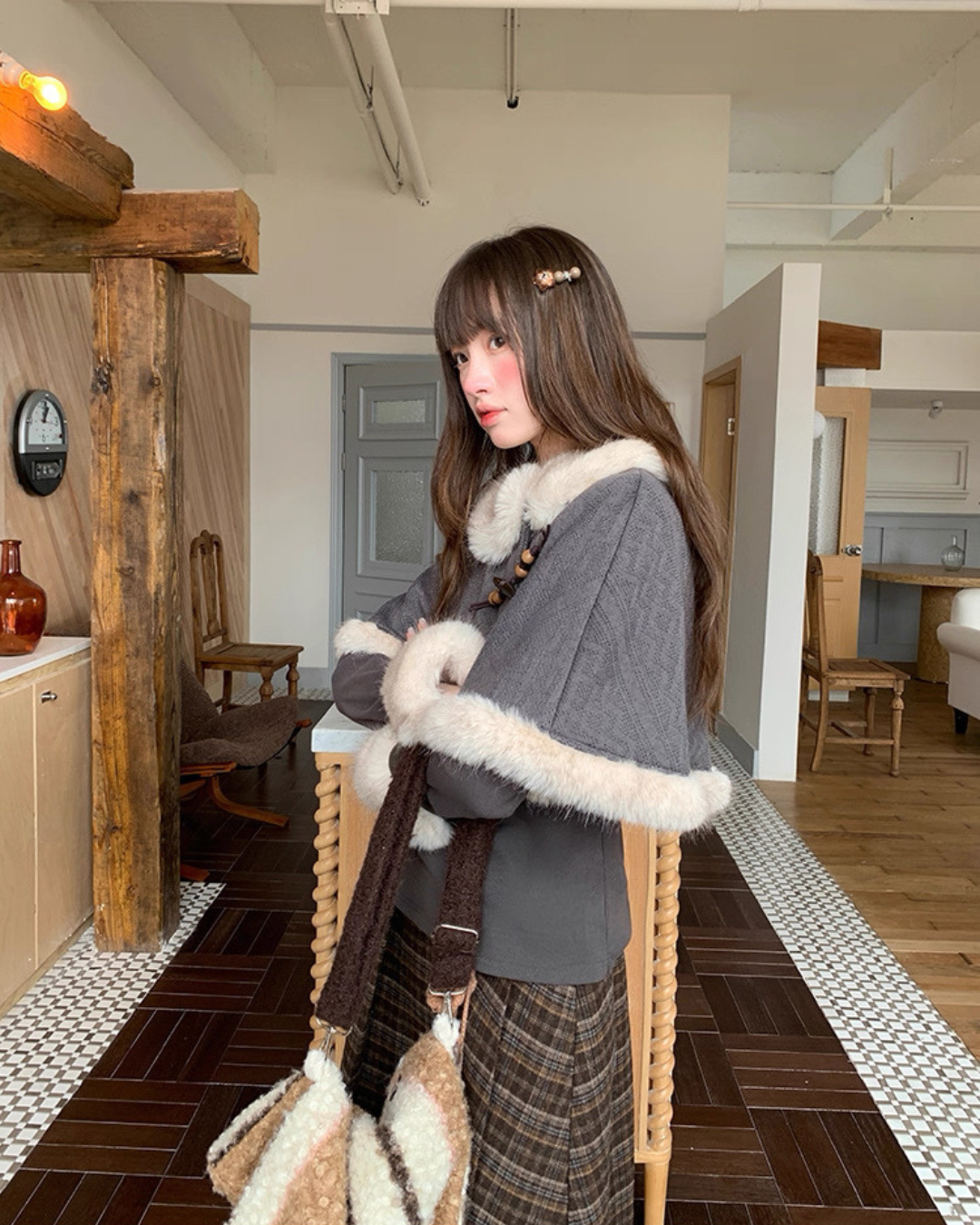 フェイクツーピースポンチョ