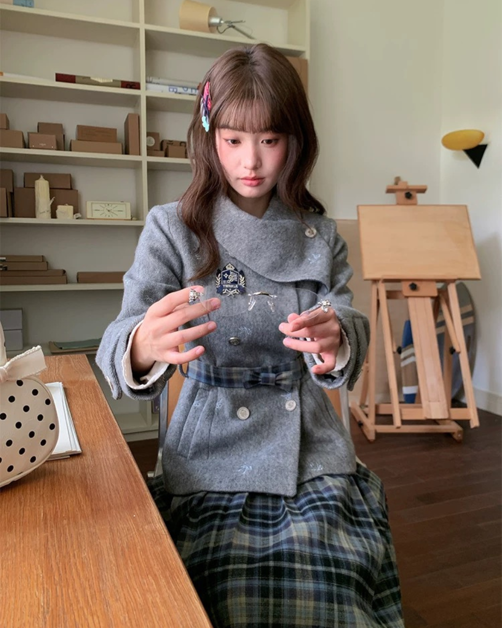 Aラインチェックレトロスカート