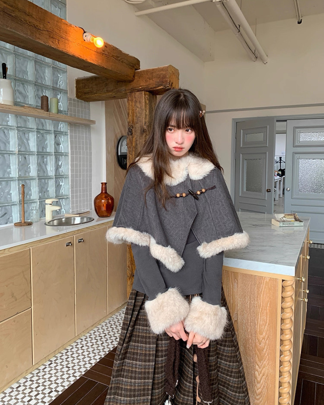 フェイクツーピースポンチョ