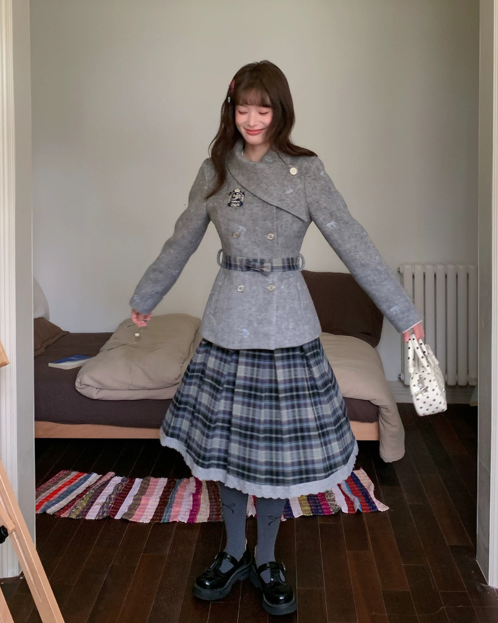 Aラインチェックレトロスカート