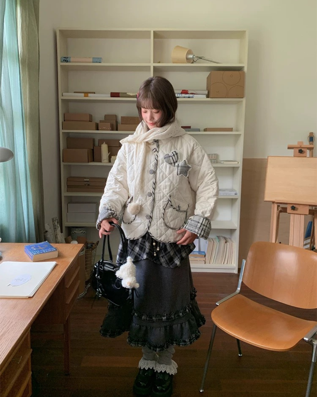 Aラインウールミディスカート