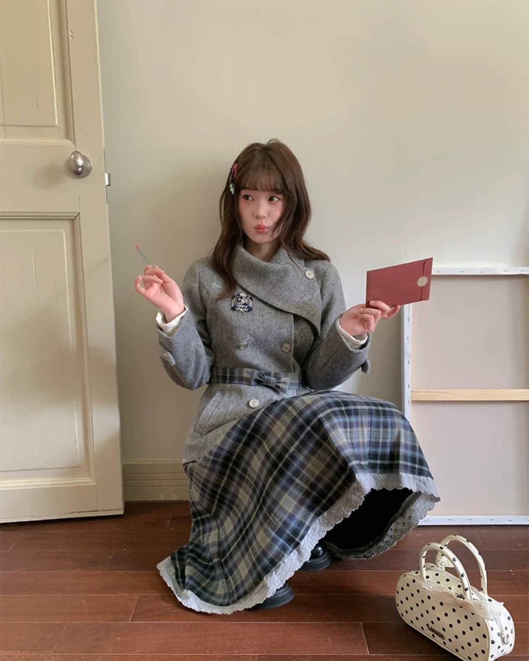 Aラインチェックレトロスカート