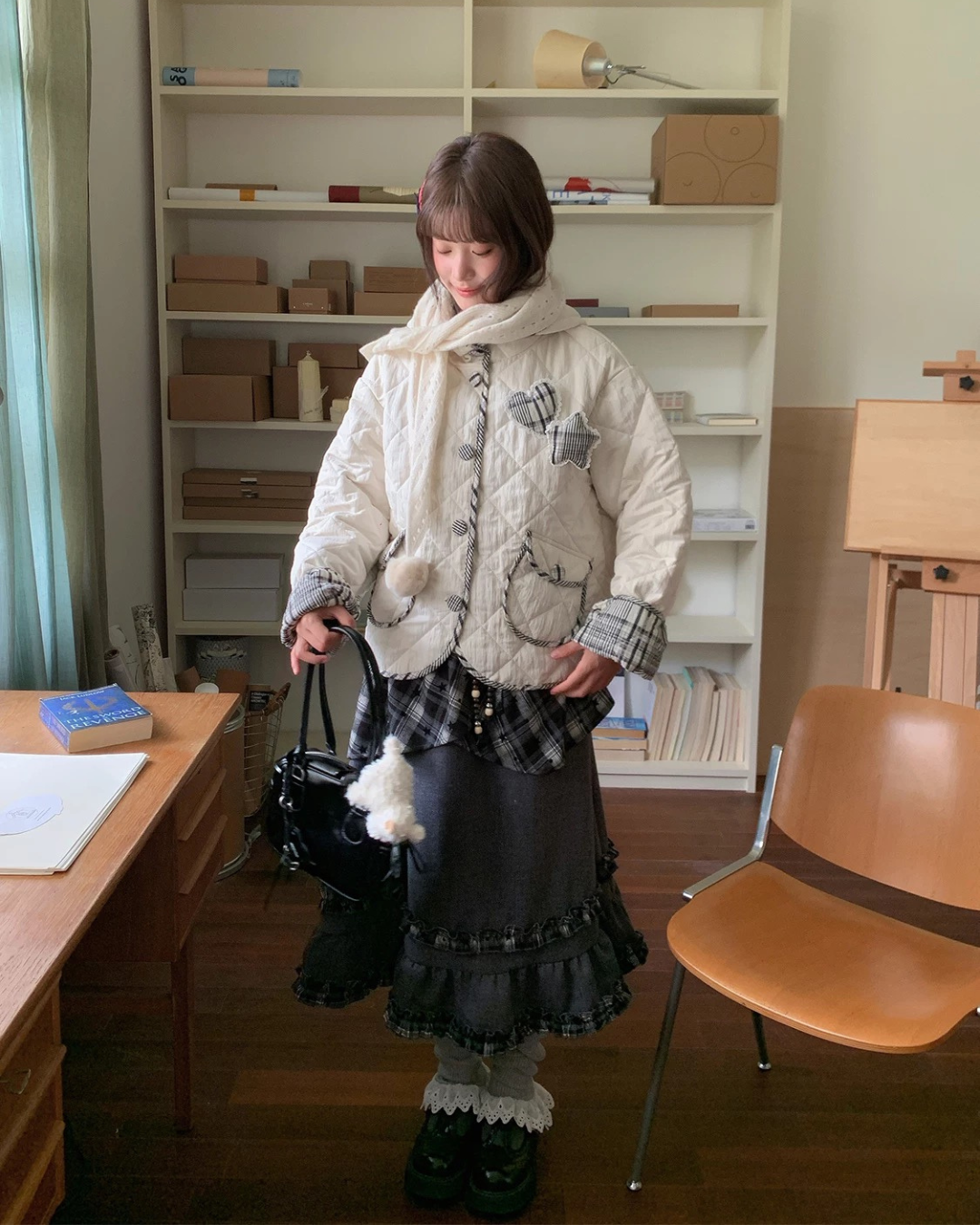 Aラインウールミディスカート