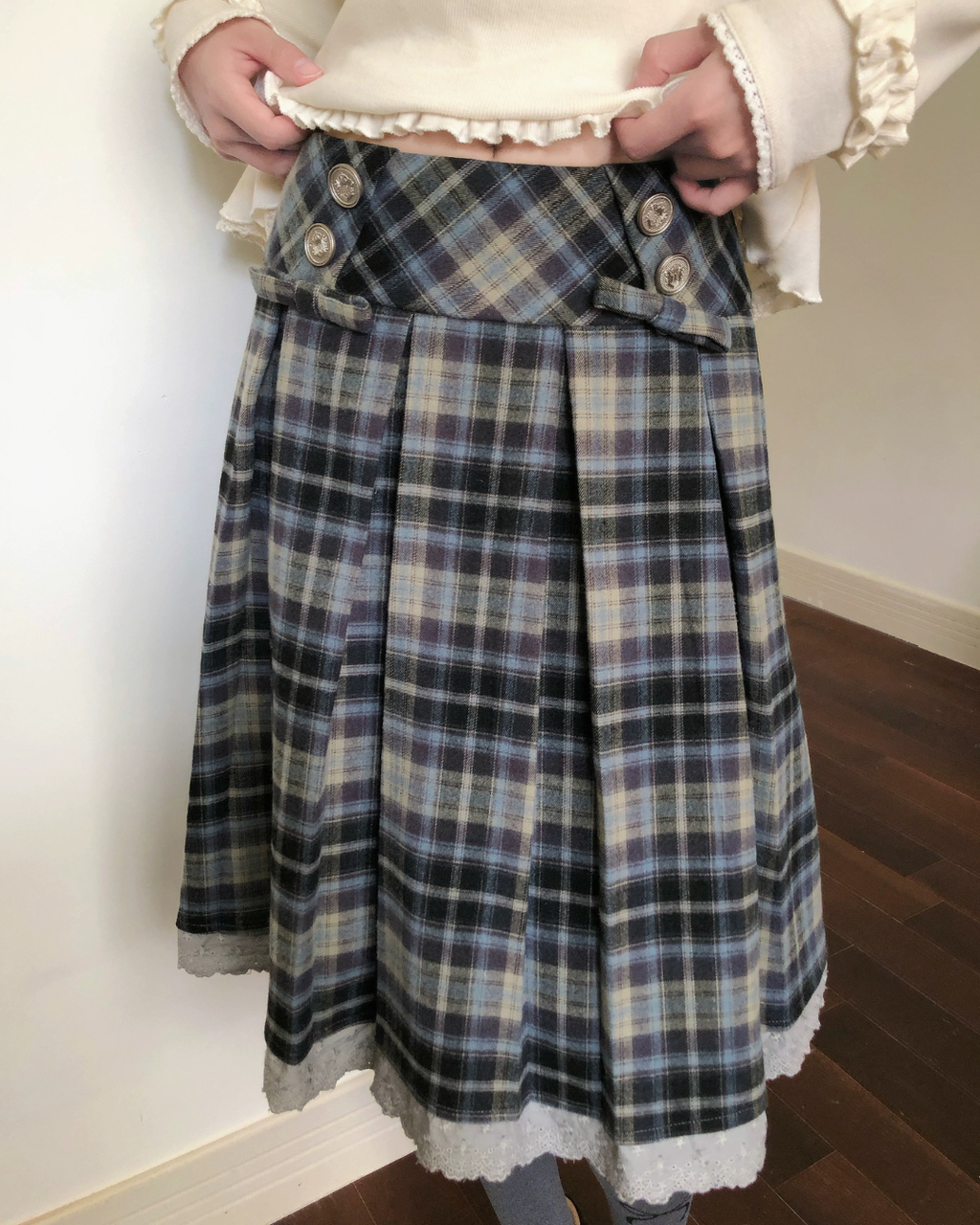 Aラインチェックレトロスカート