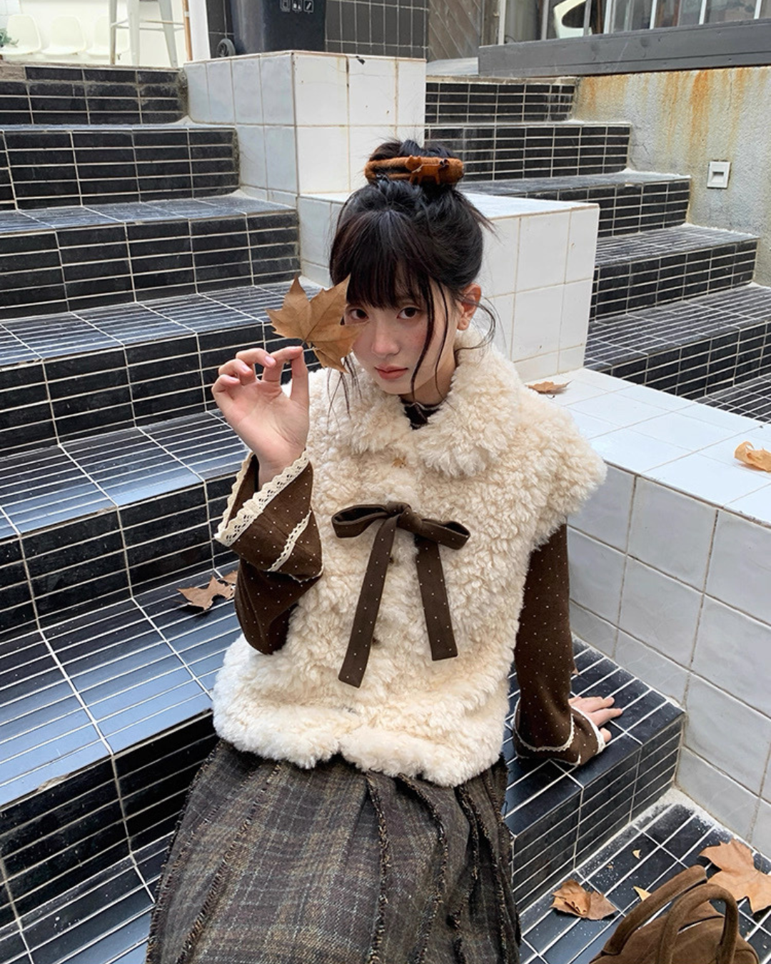 ノースリーブレイヤードベスト