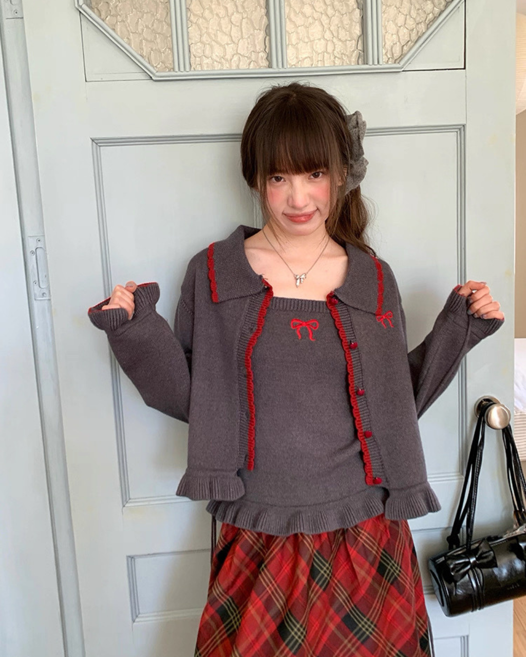 ツーピースグレーニット2set