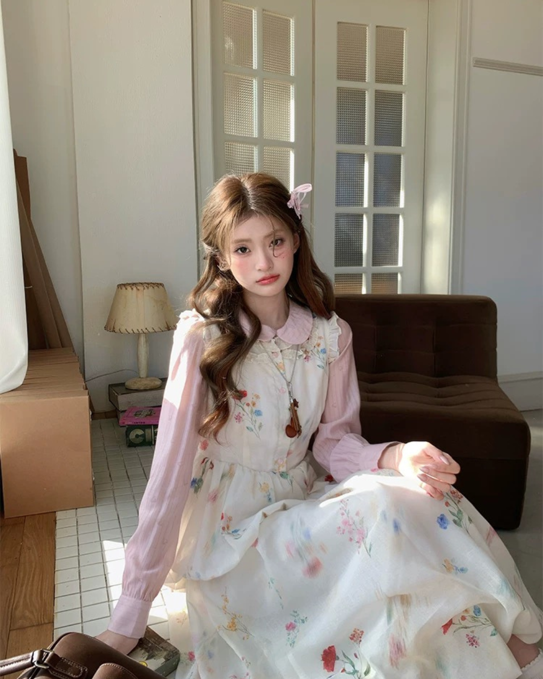 フローラルロングワンピース