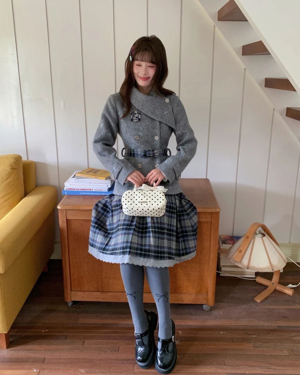 Aラインチェックレトロスカート