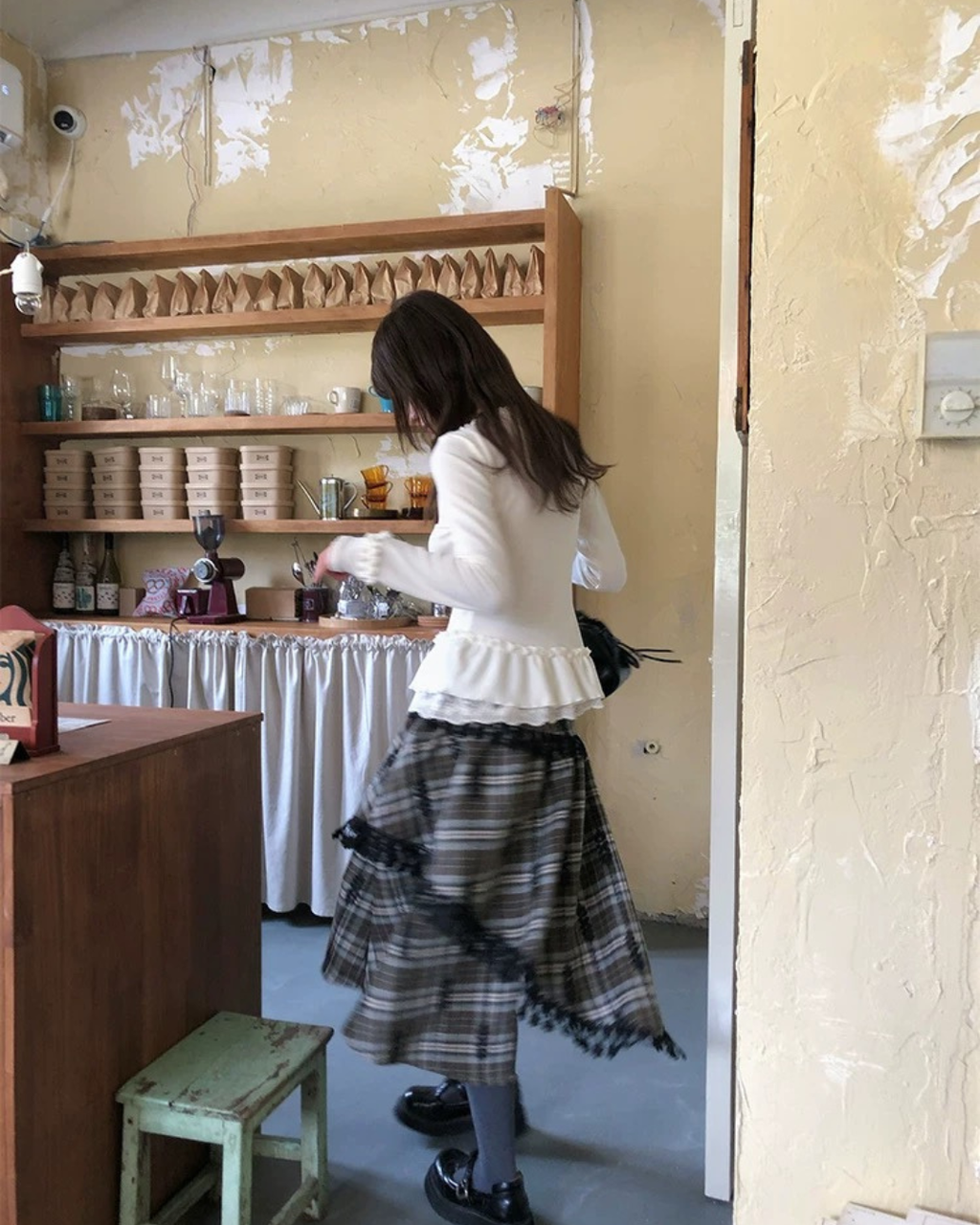 ニットフリルレイヤートップス