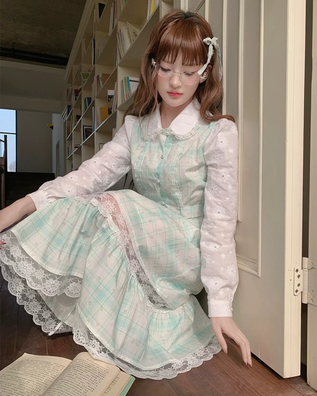 ミントグリーンレーススカート2set