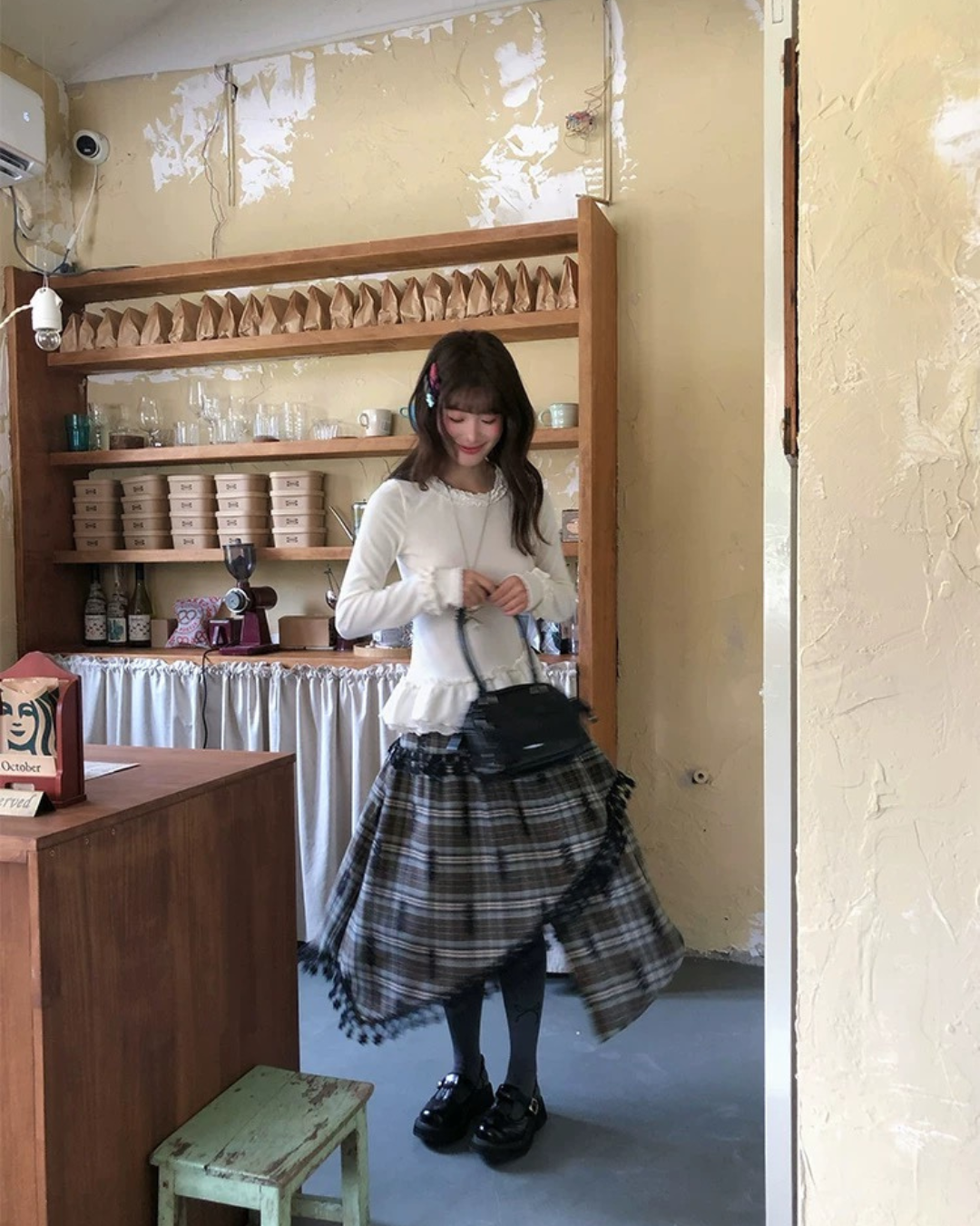 ニットフリルレイヤートップス