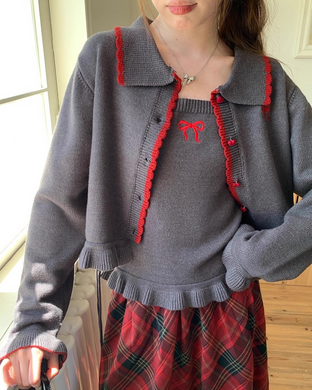 ツーピースグレーニット2set